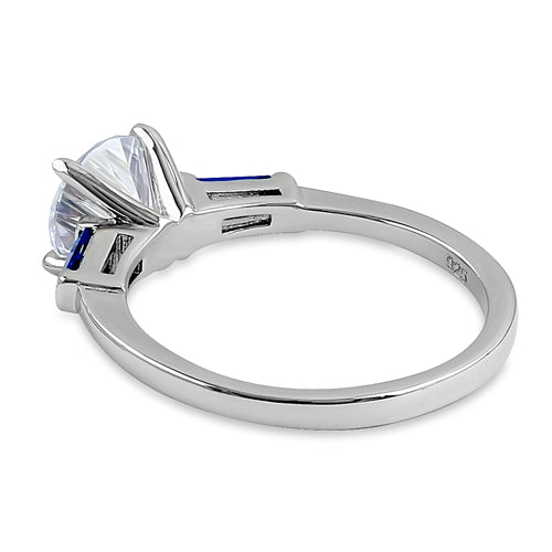 Sterling Silver Blue Accents CZ Ring