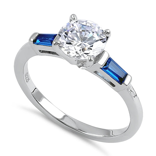 Sterling Silver Blue Accents CZ Ring