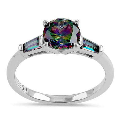 Sterling Silver Rainbow CZ Ring