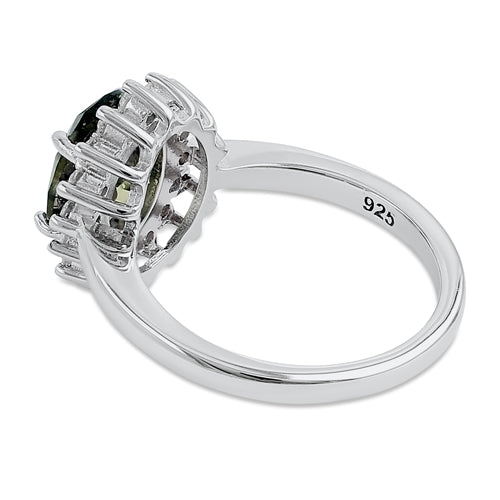 Sterling Silver Peridot Oval CZ Ring