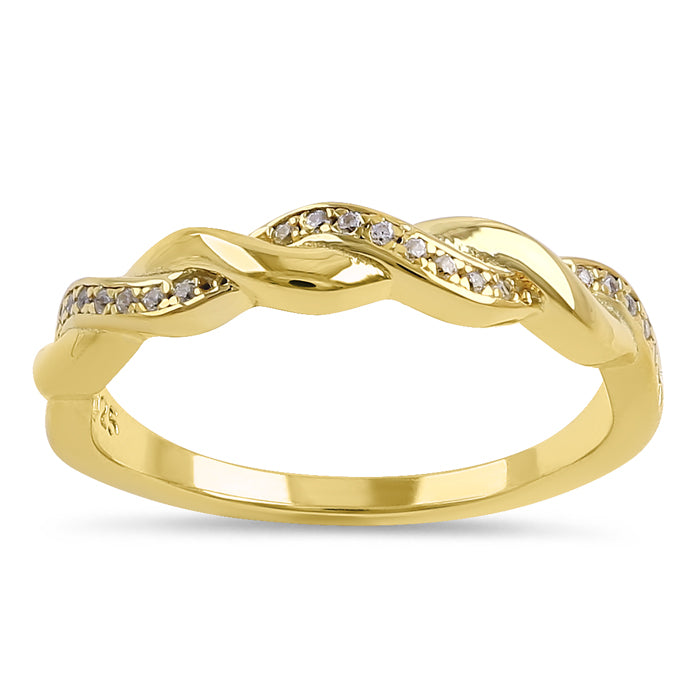 Sterling Silver Gold Plated Braided CZ Ring
