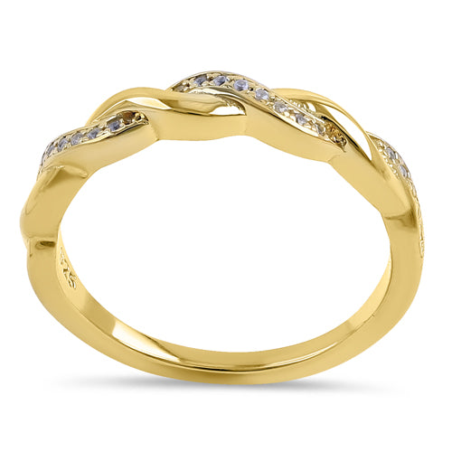 Sterling Silver Gold Plated Braided CZ Ring