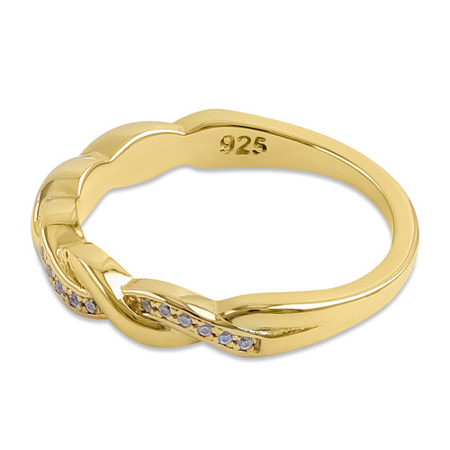 Sterling Silver Gold Plated Braided CZ Ring