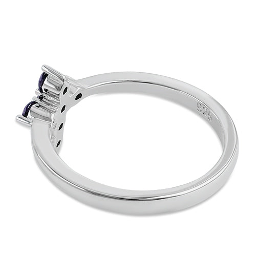 Sterling Silver Cross Amethyst CZ Ring