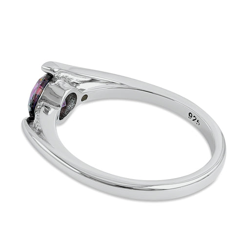 Sterling Silver Stuck In Between Rainbow CZ Ring