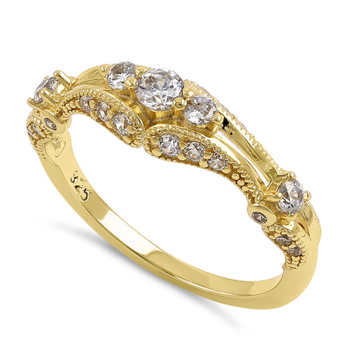 Sterling Silver Gold Plated Filigree CZ Ring
