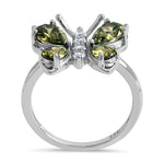Sterling Silver Peridot CZ Butterfly Ring