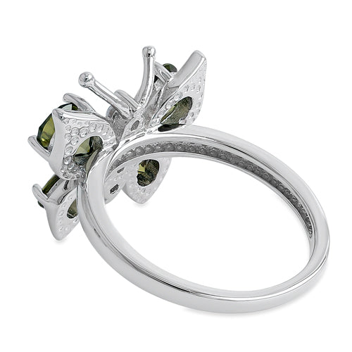 Sterling Silver Peridot CZ Butterfly Ring