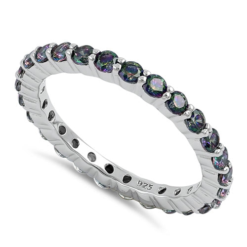 Sterling Silver Eternity Rainbow CZ Ring