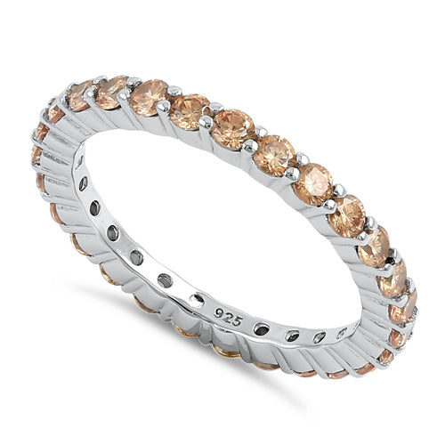 Sterling Silver Eternity Champagne CZ Ring