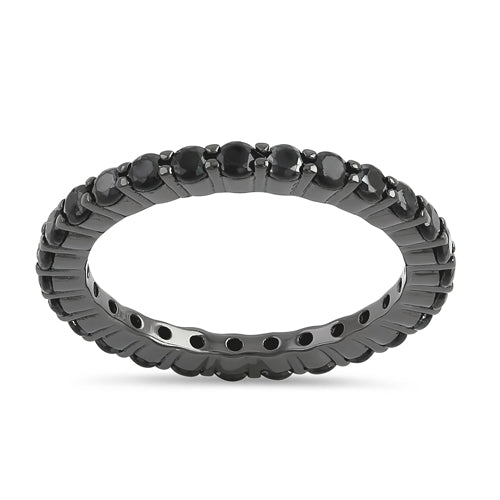 Sterling Silver Black Rhodium Eternity Black CZ Ring