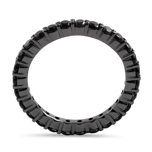 Sterling Silver Black Rhodium Eternity Black CZ Ring