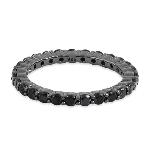 Sterling Silver Black Rhodium Eternity Black CZ Ring