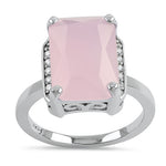 Sterling Silver Big Pink Rectangle Ring