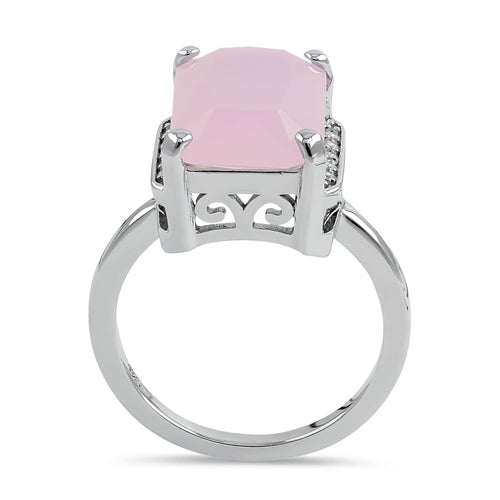 Sterling Silver Big Pink Rectangle Ring