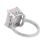 Sterling Silver Big Pink Rectangle Ring