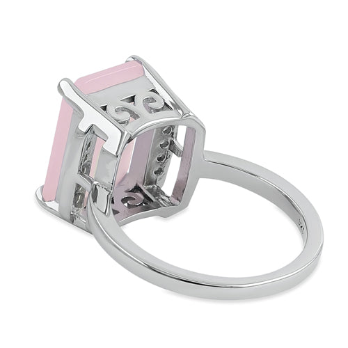 Sterling Silver Big Pink Rectangle Ring