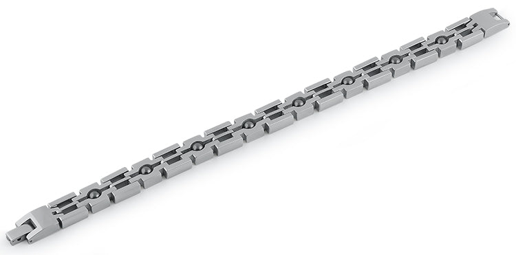 Stainless Steel Beaded Cross Link Bracelet