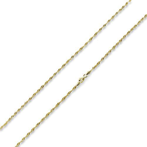 14K Gold Plated Sterling Silver Singapore Twist Chain 2.2MM