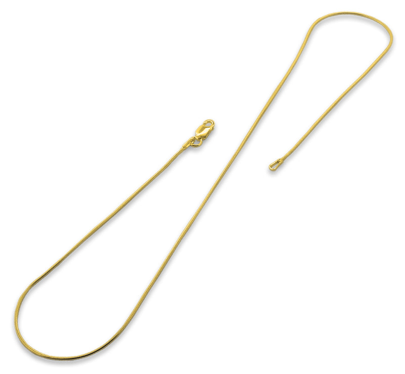 14K Gold Plated Sterling Silver Snake Chain 0.9MM