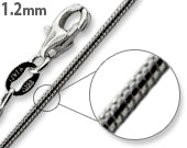 Rhodium Sterling Silver Snake Chain 1.2MM