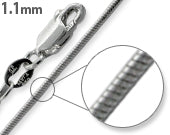 Rhodium Sterling Silver Snake Chain 1.1MM