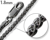 Black Rhodium Plated Sterling Silver Spiga Chain 1.8MM