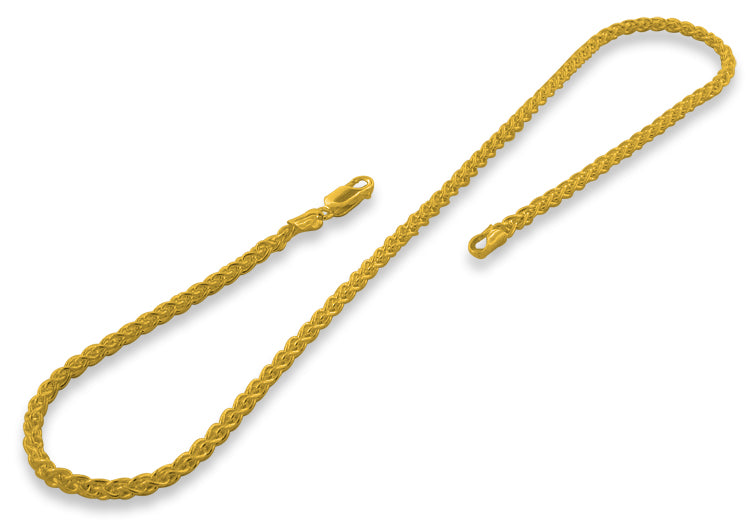 14K Gold Plated Sterling Silver Spiga Chain 3.4mm