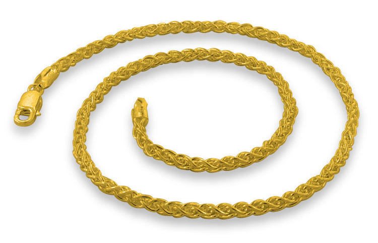 14K Gold Plated Sterling Silver Spiga Chain 3.4mm