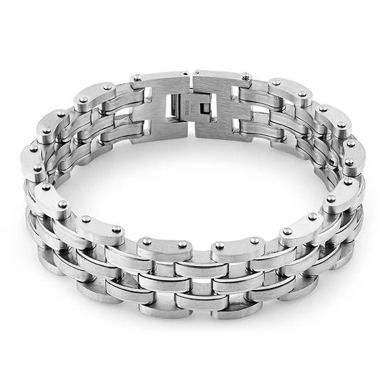 Stainless Steel Thick Half Oval Bean Bracelet