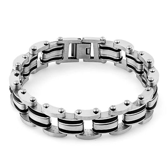 Stainless Steel Rubber Layered Bracelet