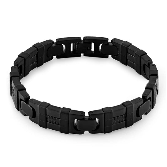 Stainless Steel Wrapped Black Bracelet