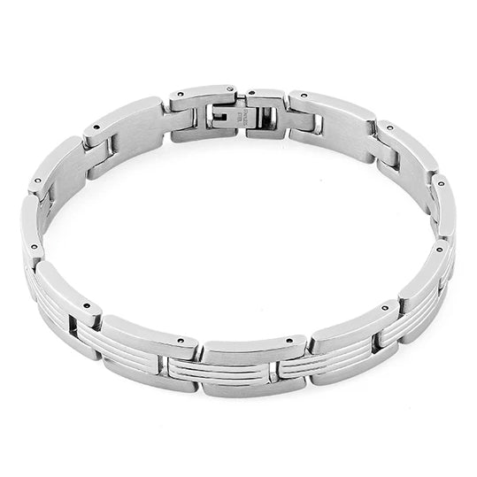 Stainless Steel Double Groove Bar Bracelet