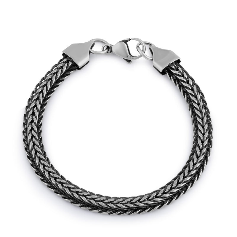 Stainless Steel Thin Antique Finish Bracelet