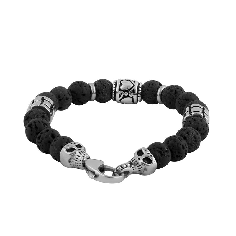 Stainless Steel Bracelet with Black Druzy Beads