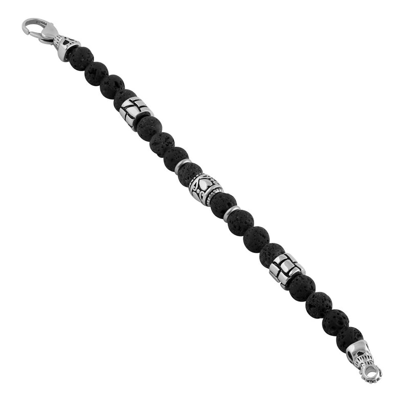 Stainless Steel Bracelet with Black Druzy Beads