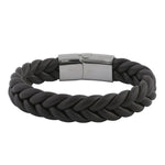 Stainless Steel Brown Leather Twist Bracelet