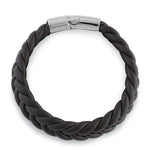 Stainless Steel Brown Leather Twist Bracelet