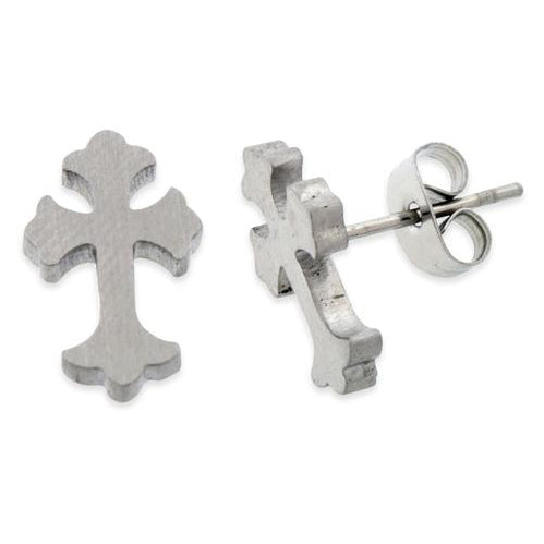 Stainless Steel Cross Stud Earrings