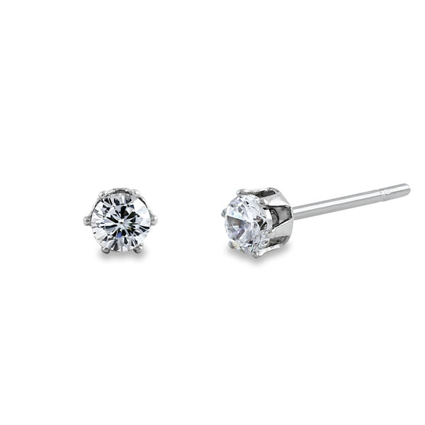 Stainless Steel CZ Stud Earrings 3mm