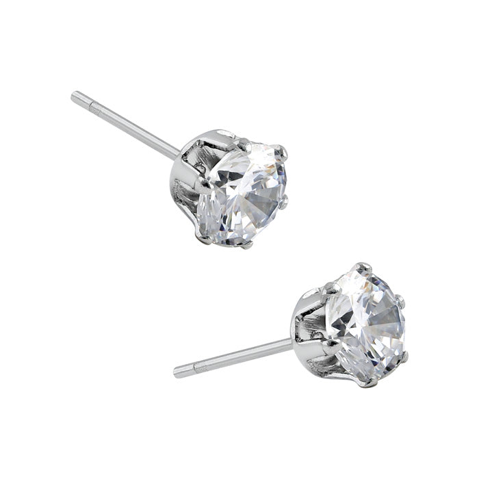 Stainless Steel CZ Stud Earrings 5mm