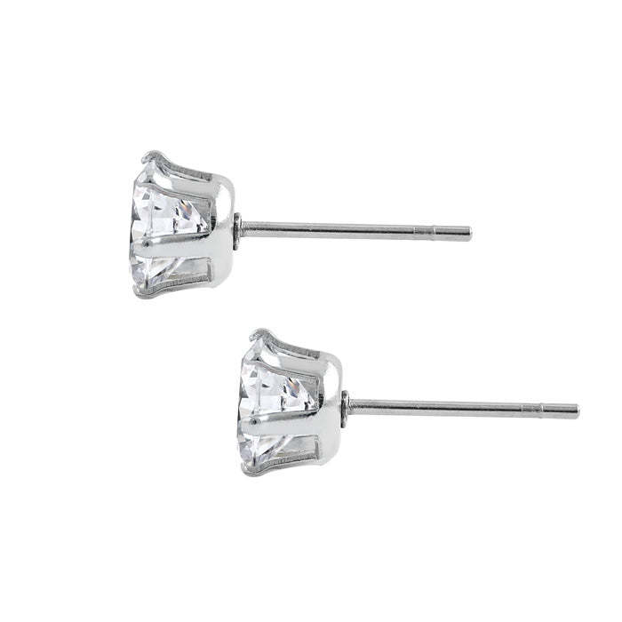 Stainless Steel CZ Stud Earrings 5mm