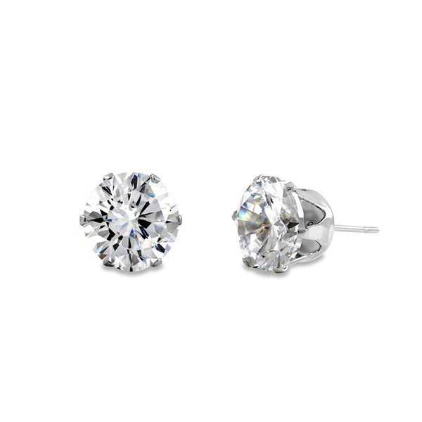 Stainless Steel CZ Stud Earrings 7mm