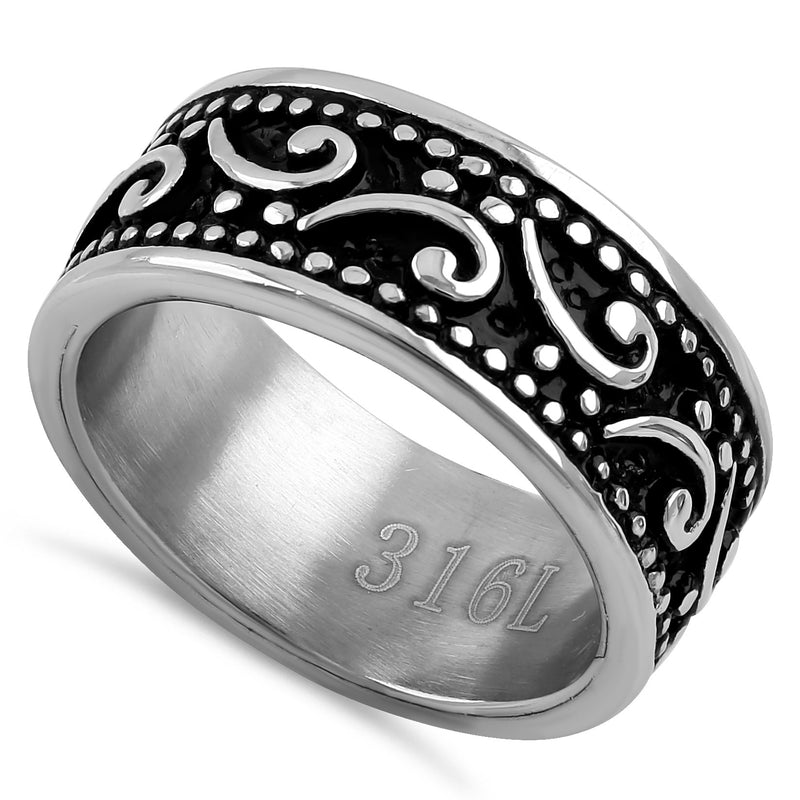 Stainless Steel Waive Pattern Band Ring