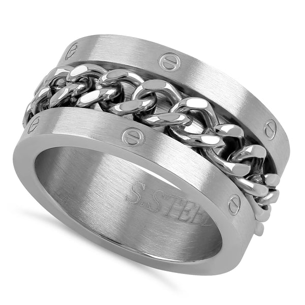 Stainless Steel Curb Chain Band Ring