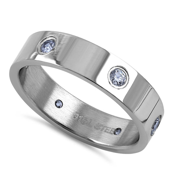 Stainless Steel CZ Band Ring