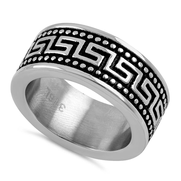 Stainless Steel Greek Pattern Band Ring