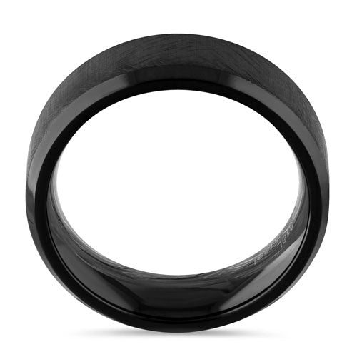 Stainless Steel Men's Black Textured with Polish Edges Wedding Band