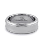 Stainless Steel Men's 7mm High and Brushed Polish Curved Wedding Band