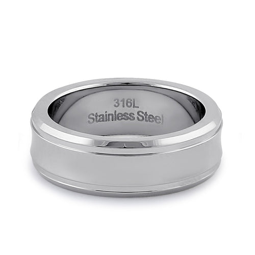 Stainless Steel Men's 7mm High and Brushed Polish Curved Wedding Band